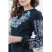 Embroidered blouse "Flower Ornament" White on Black